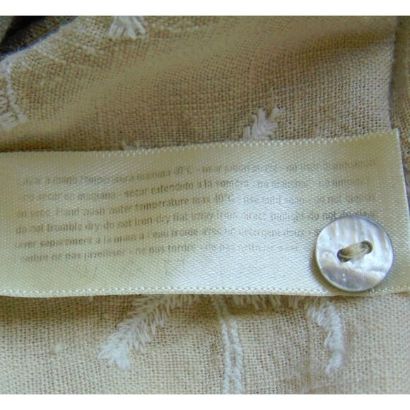 Malai Sand Palm Embroidered White Palm Trees Viscose Linen Cover up Shirt L - Picture 12 of 12